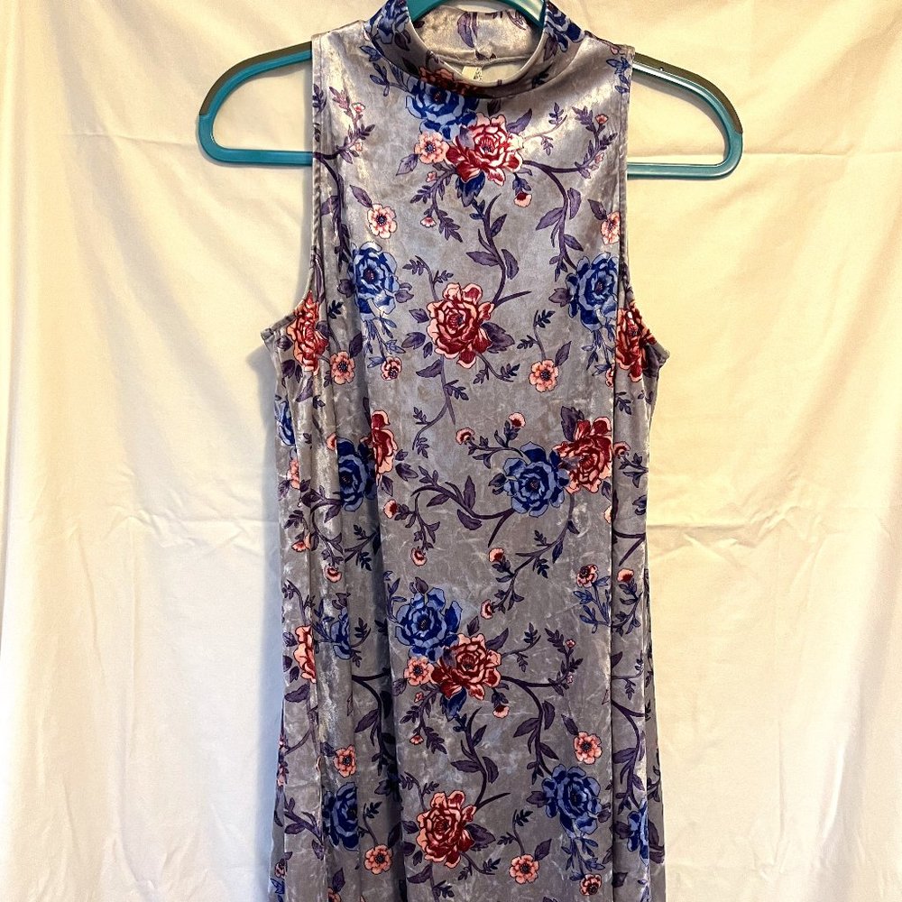 Mudd Velvet Purple Floral Dress (L)